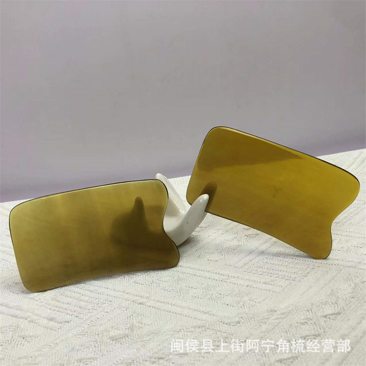 Natural Buffalo Horn Gua Sha Board 9.5cm Facial Body Scraping Massage Tool with Guasha Comb and Tendon Stick - Image 4