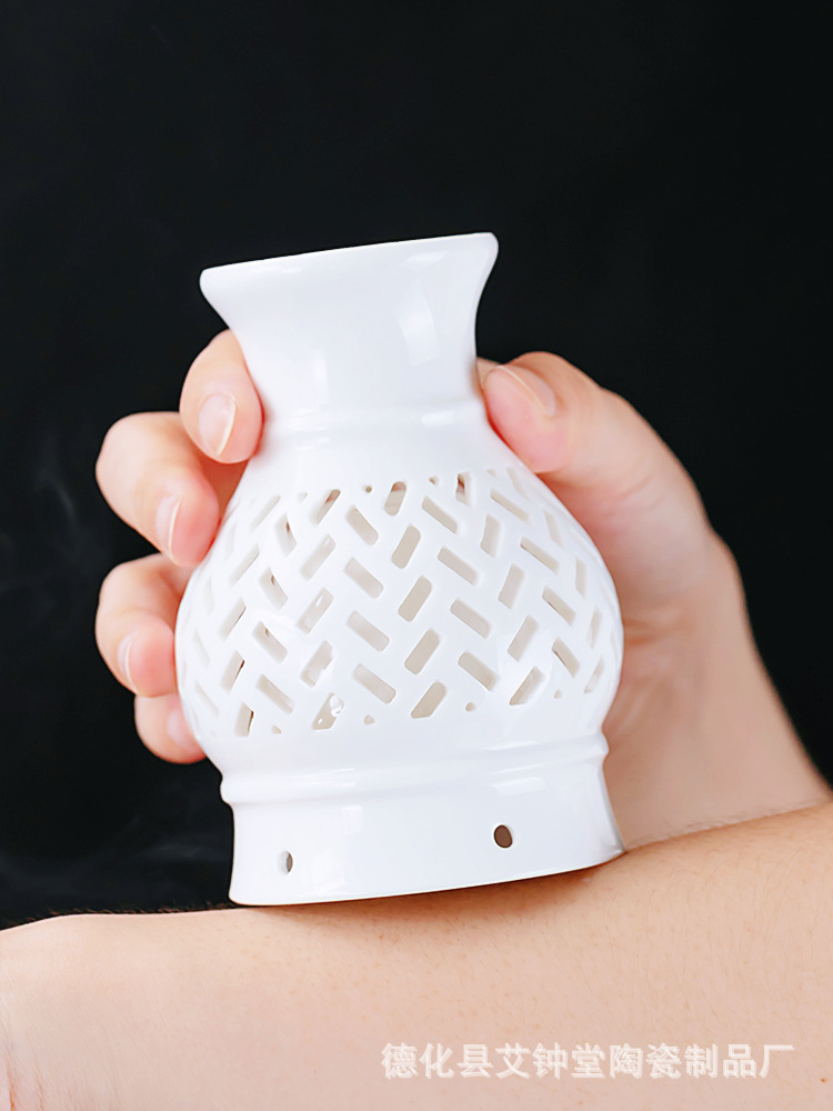 Ceramic Moxa Cup Gua Sha Tool White Porcelain Moxibustion Jar for Home Wellness Use - Image 2