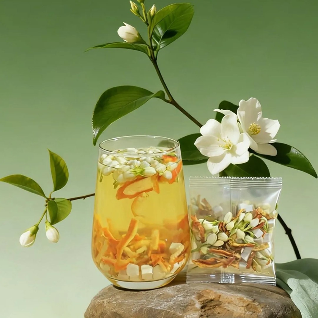 Jasmine Poria Tangerine Peel Tea Blend 100g Box 10 Bags Traditional Herbal Infusion - Image 3