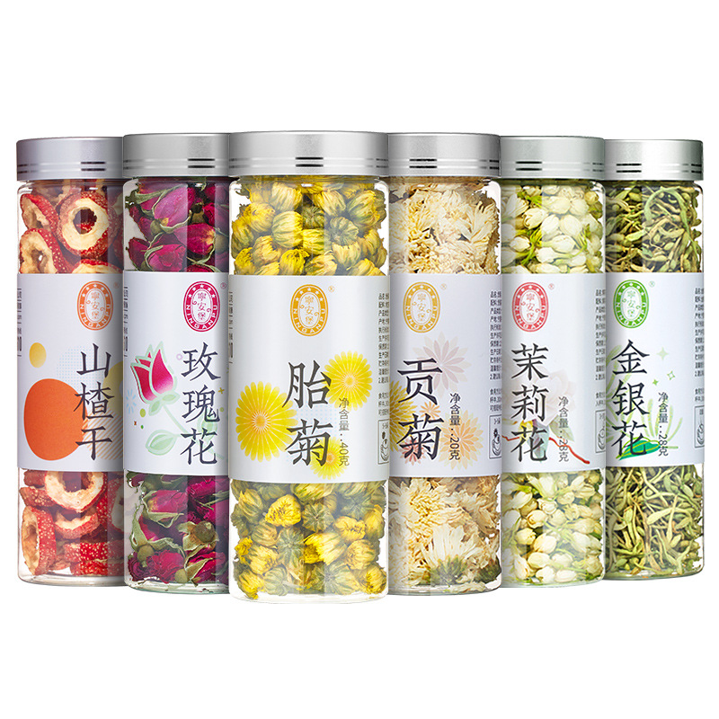 Six Jar Floral Herbal Tea Blend with Tai Ju Rose Hawthorn Jasmine Honeysuckle Dried Flowers - Image 5