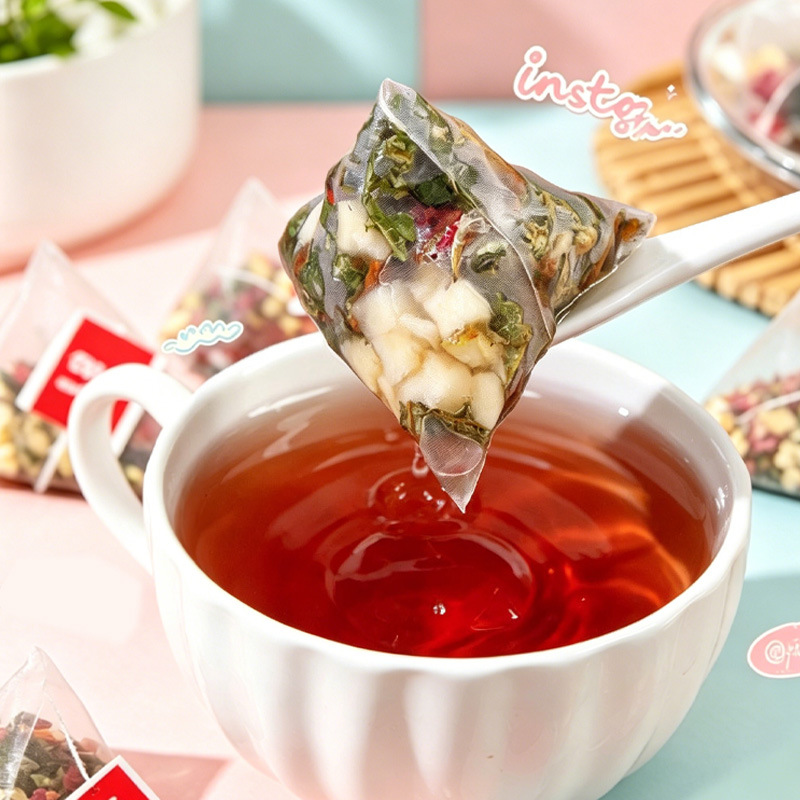 Apple Rose Lotus Leaf Tea (Malus domestica & Rosa rugosa) — Herbal Blend Tea Bags with Mulberry & Cassia Seed - Image 3