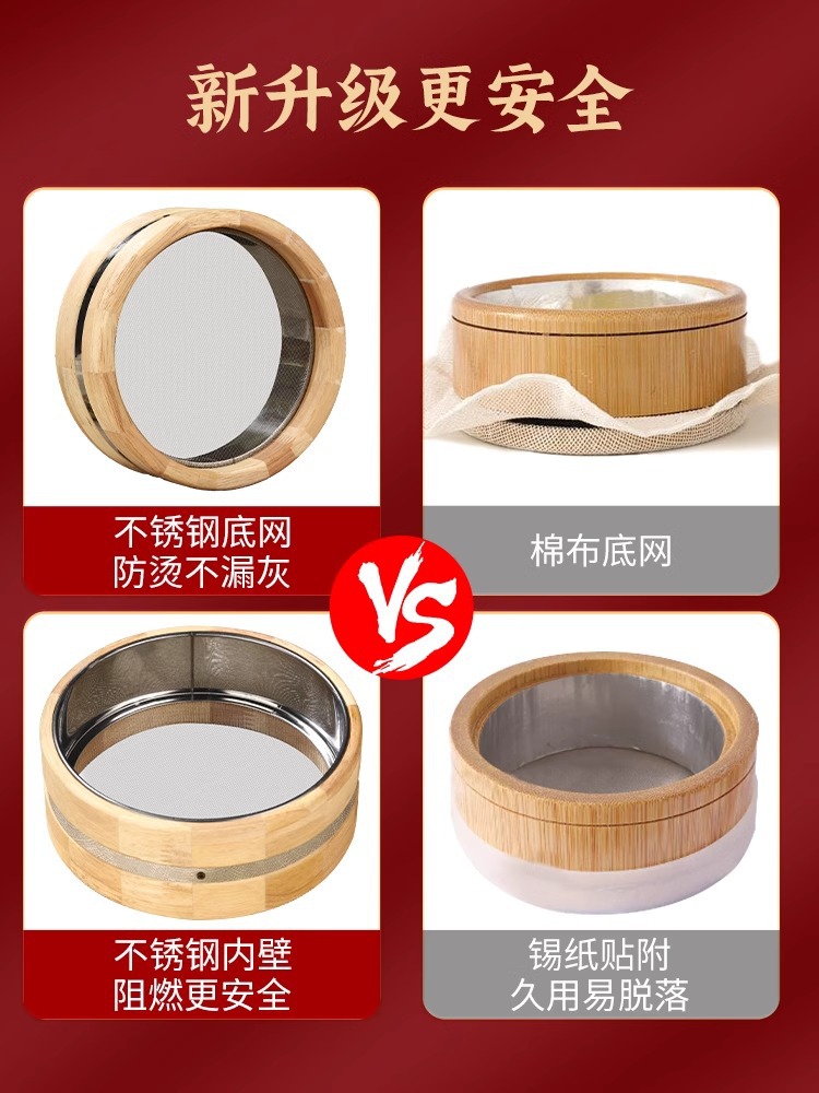 Oak Wood Ginger Moxibustion Box with Lid Large Size Home Ai Jiu Navel and Abdominal Warming Tool with 500g Aged Moxa Wool - Image 5