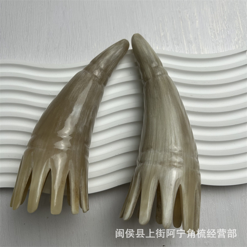 Horn Comb Long Hair Washing Comb Massage Comb Gua Sha Board Meridian Head Therapy Comb 15-20CM - Image 3