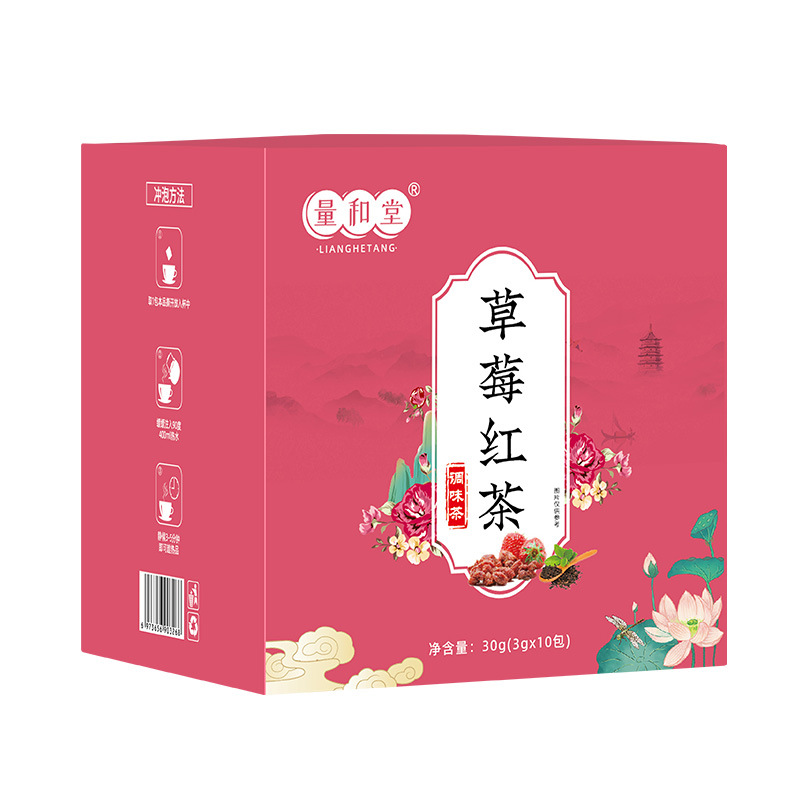 Strawberry Black Tea Peach Osmanthus Oolong Tea Bags 30g Box 10 Pyramid Sachets Sugar Free Cold Brew - Image 5