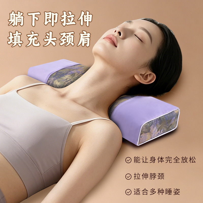 Mugwort Buckwheat Cervical Pillow Chinese Style Neck Support Sleep Pillow with Satin Cover - Image 3