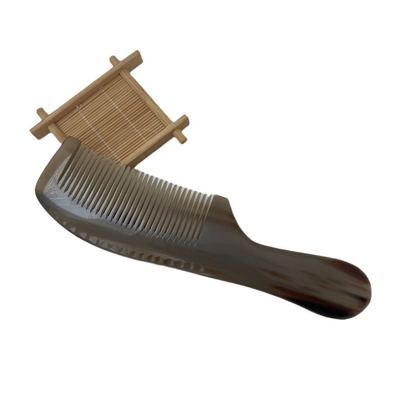 Natural Horn Comb 20cm Handle Comb with Rounded Teeth for Scalp Massage and Daily Grooming - Image 5