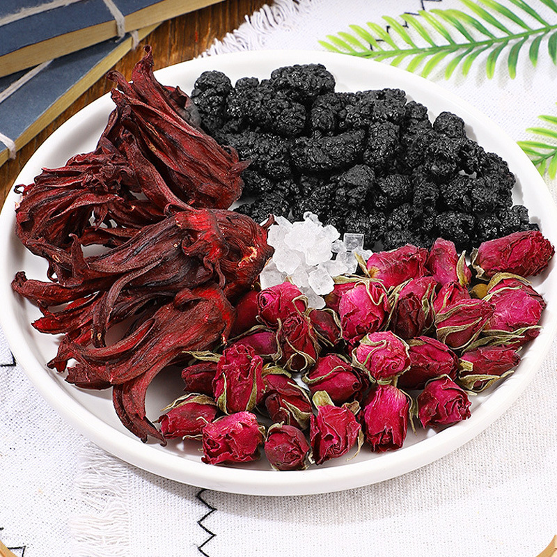 Mulberry Roselle Rose Tea Sang Shen Mei Gui Luo Shen Hua Herbal Flower Tea Bags 5 x 100 Pack - Image 3