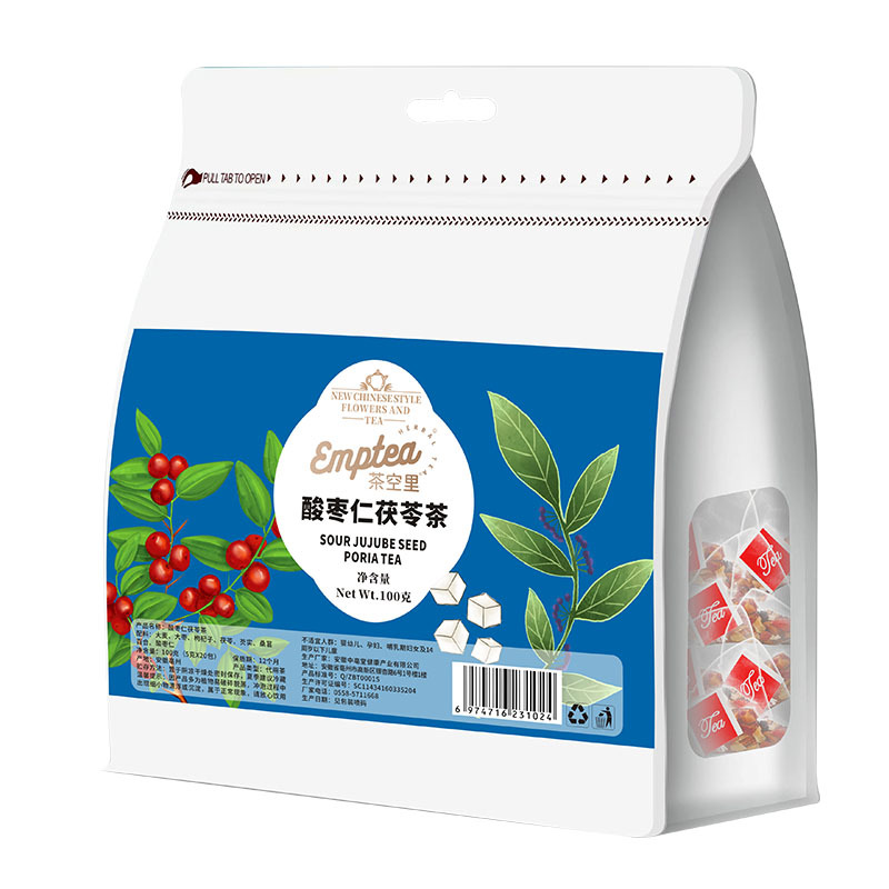 Suan Zao Ren Fu Ling Tea (Sour Jujube Seed & Poria Blend) — Herbal Tea Bags with Lily Bulb, Goji & Mulberry - Image 5