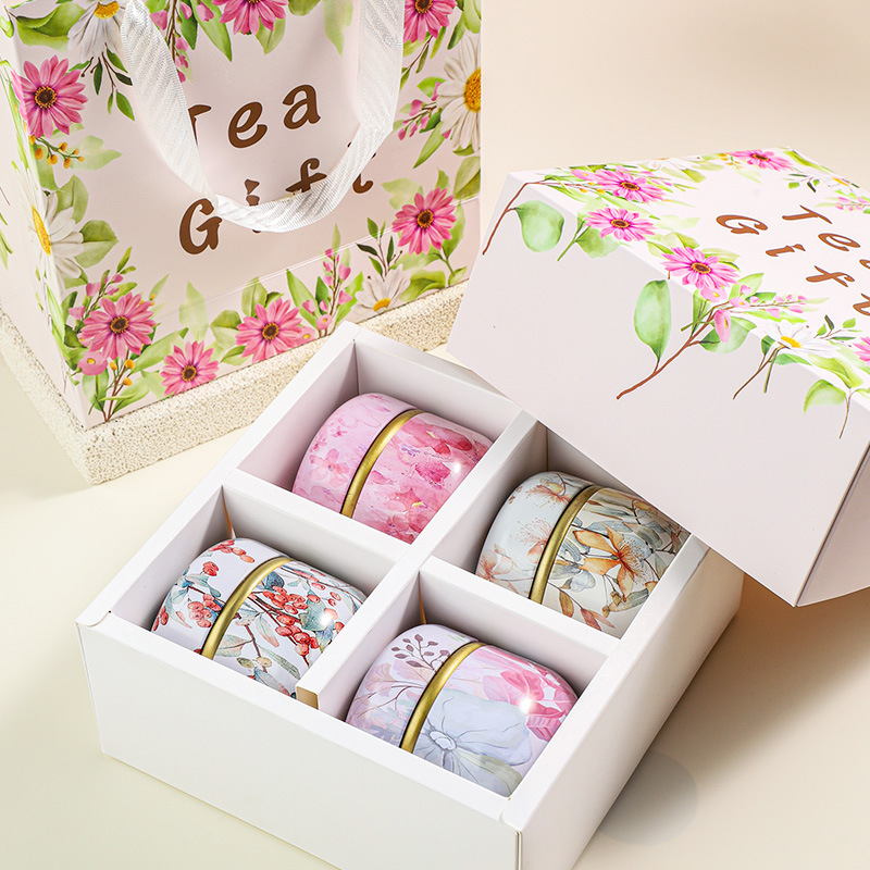 Floral Tea Gift Set Peach Oolong Rose Chrysanthemum Black Tea Cold Brew Bags 30g Tin - Image 3