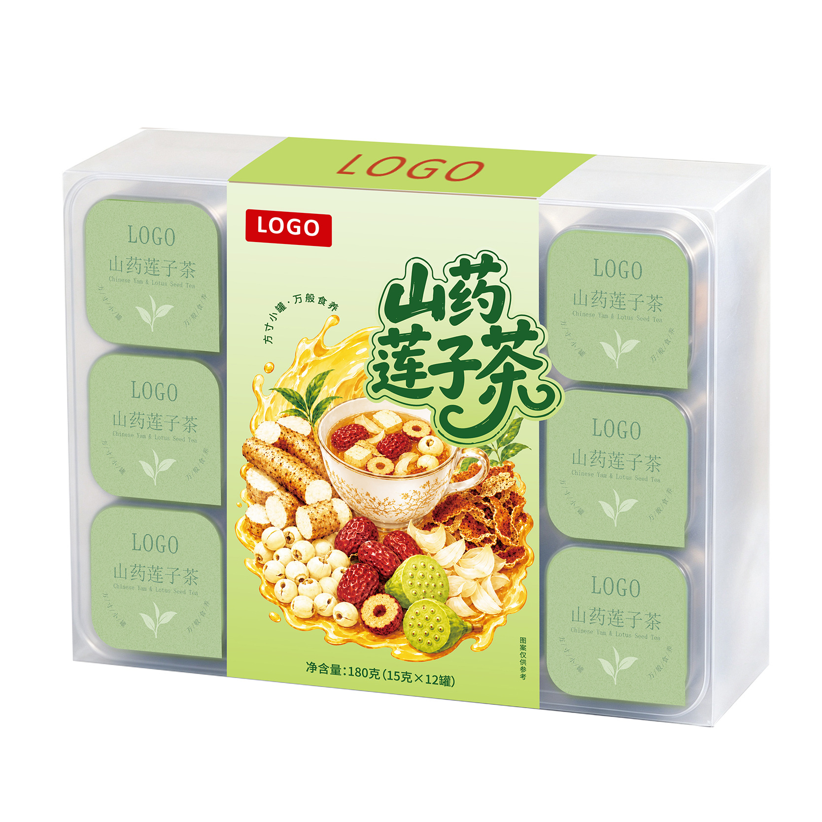 Four Gods Herbal Soup Tea Gift Box Yam Lotus Lily Red Date Chenpi 180g 12 Portable Cups - Image 5