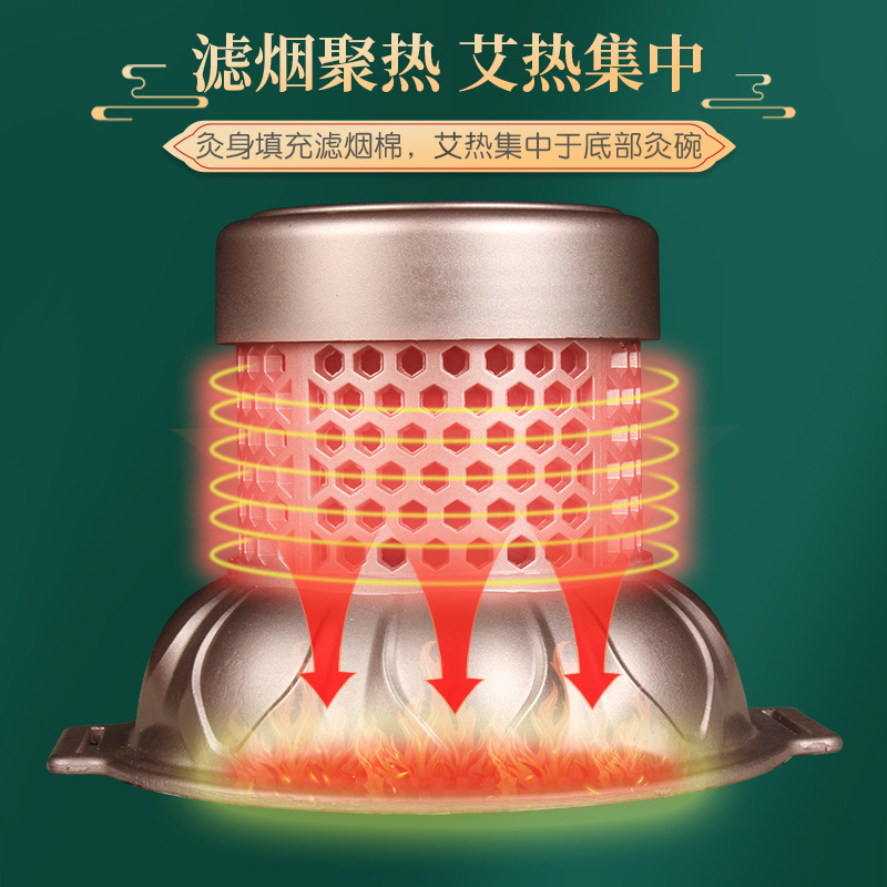 Moxa Lotus Burner Ai Lian Jiu Palace-Style Moxibustion Box with Smoke Filter for Home Warming Therapy - Image 3