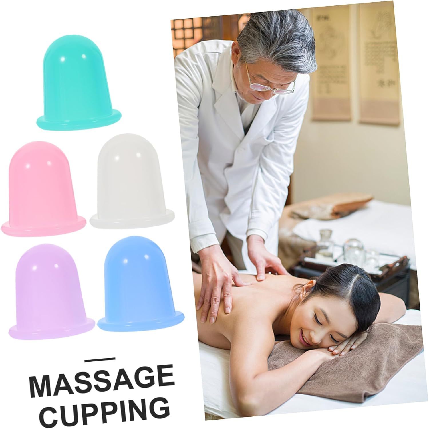Silicone Cupping Therapy Set 4 Piece Vacuum Massage Cups for Home Body Care Fitness Recovery - Image 3