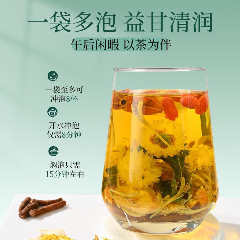American Ginseng Astragalus Chrysanthemum Goji Tea 12g x 15 Bags Dandelion Honeysuckle Cassia Seed Blend for Daily Steeping - Image 4