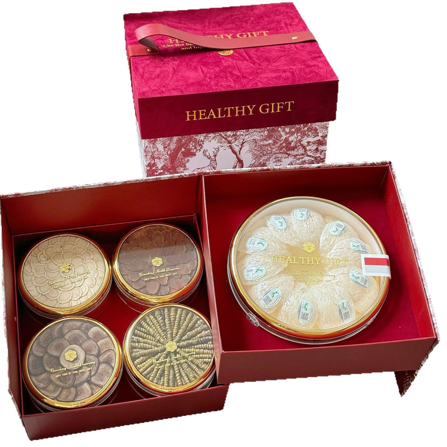 Red Velvet Eight Treasure Gift Box American Ginseng Dendrobium Red Ginseng Deer Antler Reishi Tangerine Peel 190g - Image 5