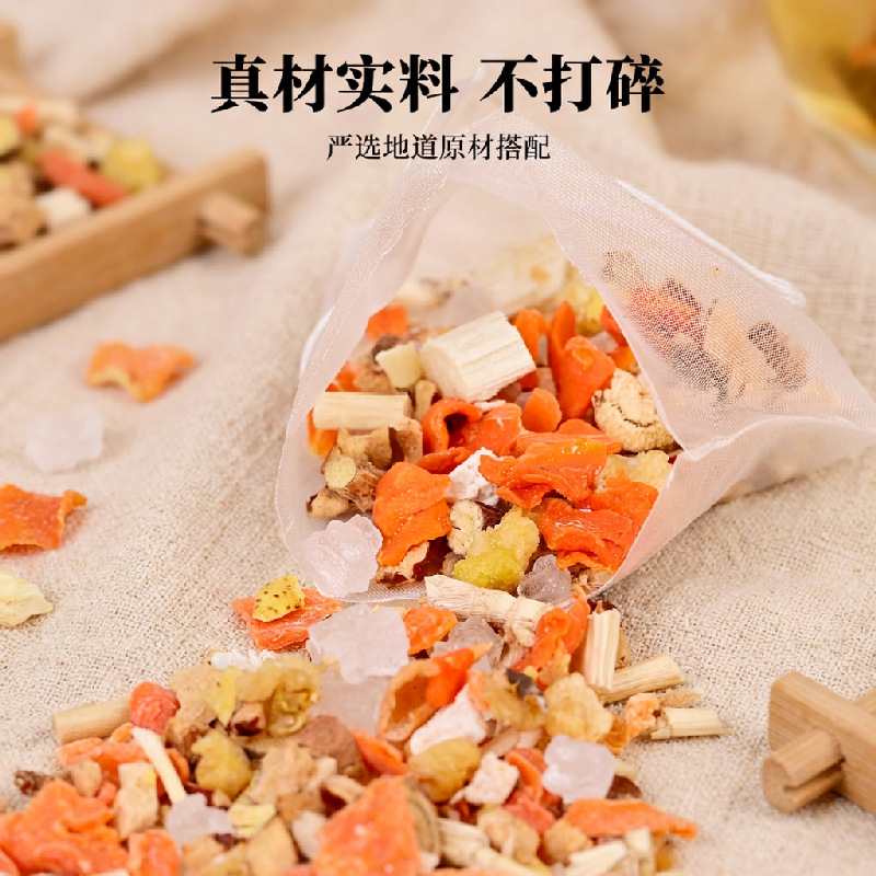 Sugarcane Imperata Snow Pear Tea 160g Triangle Tea Bags Zhu Zhe Mao Gen Xue Li Cha Herbal Wellness Brew - Image 3