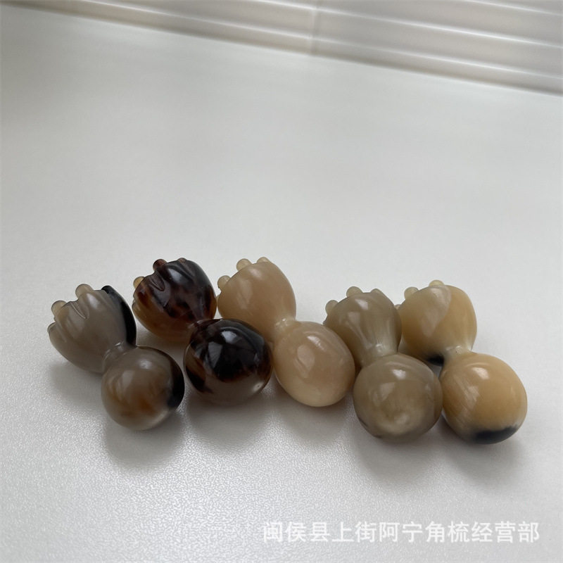 Horn Facial Massage Stick Lotus Pod Shape Hand Carved Guasha Tool for Face and Head - Image 3