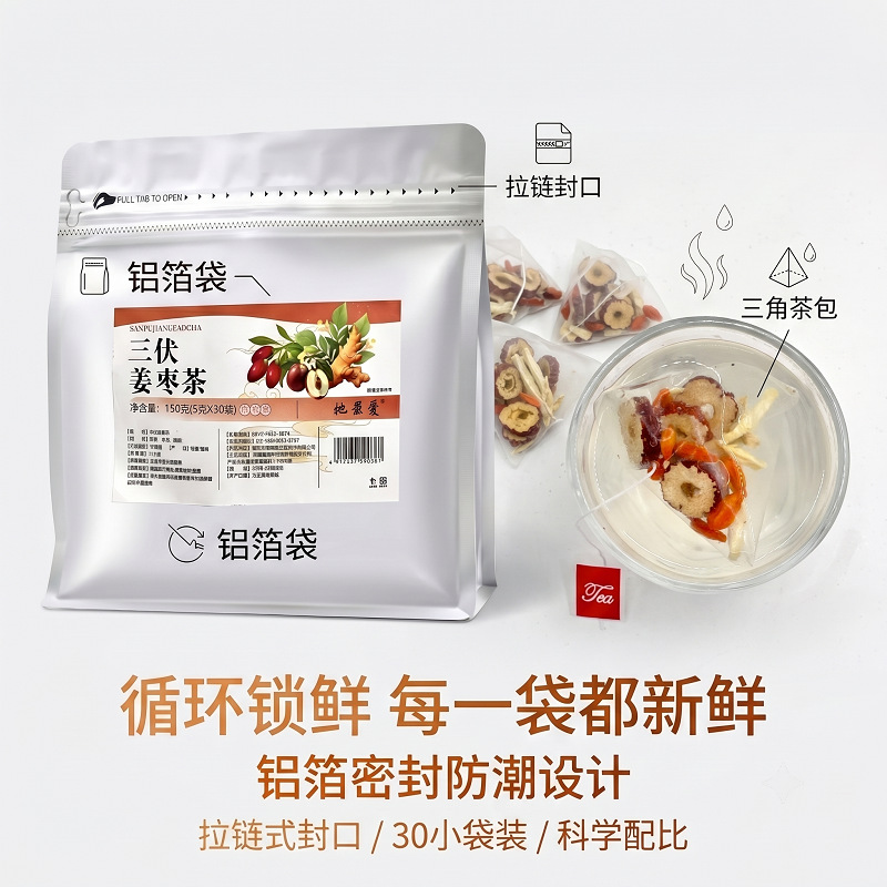 San Fu Ginger Jujube Tea (Zingiber officinale & Ziziphus jujuba) — Goji Berry Blend, 30 Sachets - Image 4