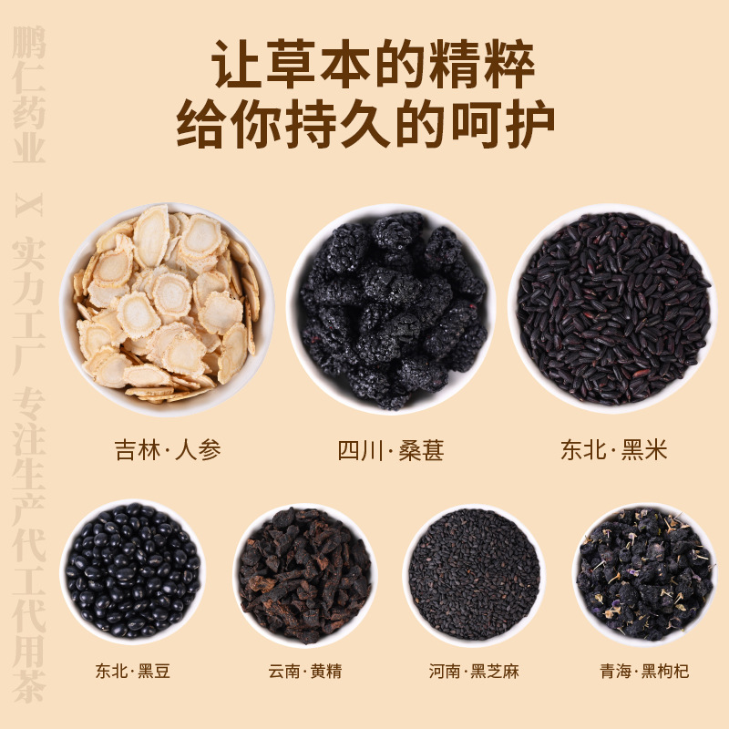Five Black Tea Ren Shen Huang Jing Triangle Tea Bags 160g Herbal Blend with Mulberry Black Goji Ginseng - Image 4