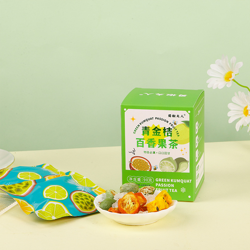 Green Tangerine Kumquat Passion Fruit Lemon Fruit Tea Bags Cold Brew Sweetened Box - Image 2