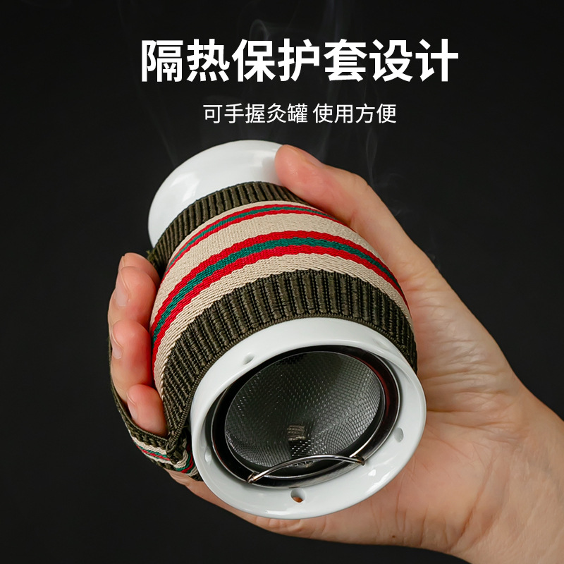 Ceramic Gua Sha Moxa Jar with Lotus Grain Sleeve for Back Massage and Warm Moxibustion - Image 4