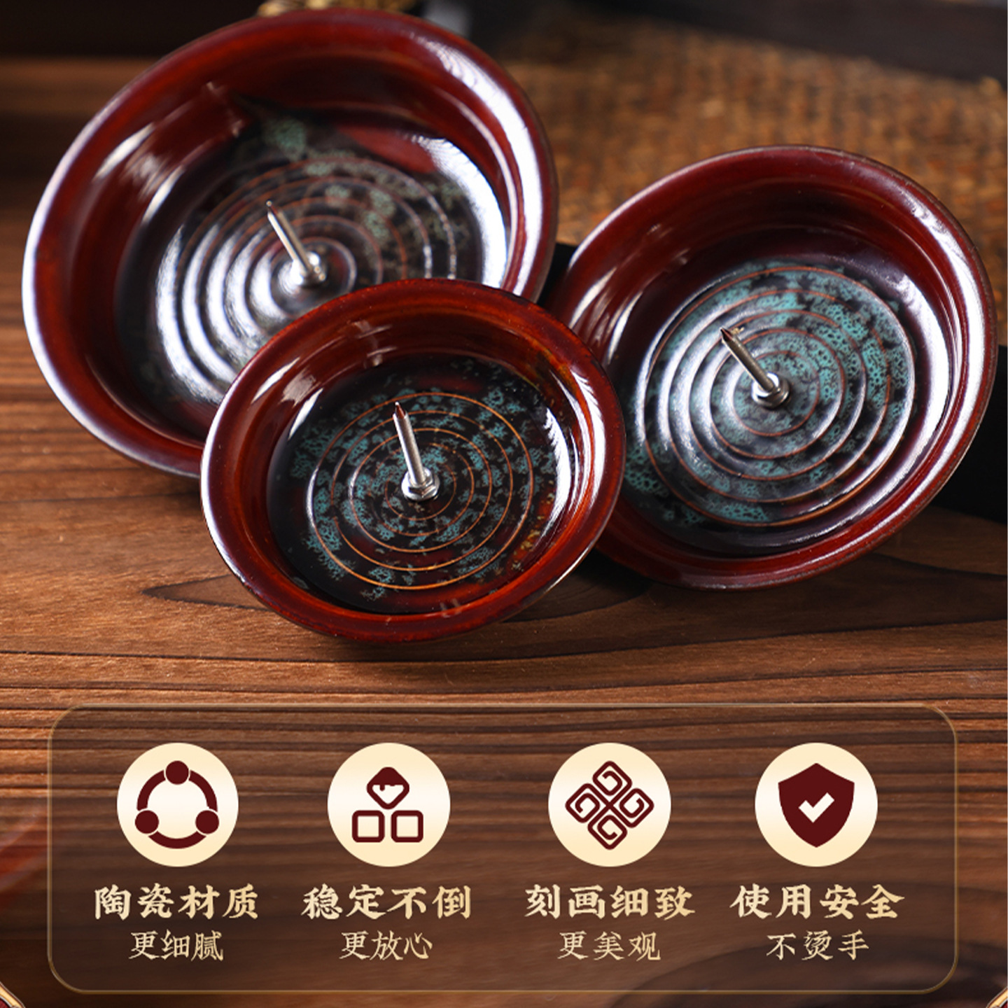 Ceramic Moxa Stick Holder Base 11.5cm Thickened Ash Catcher for Moxibustion Warming Use - Image 3