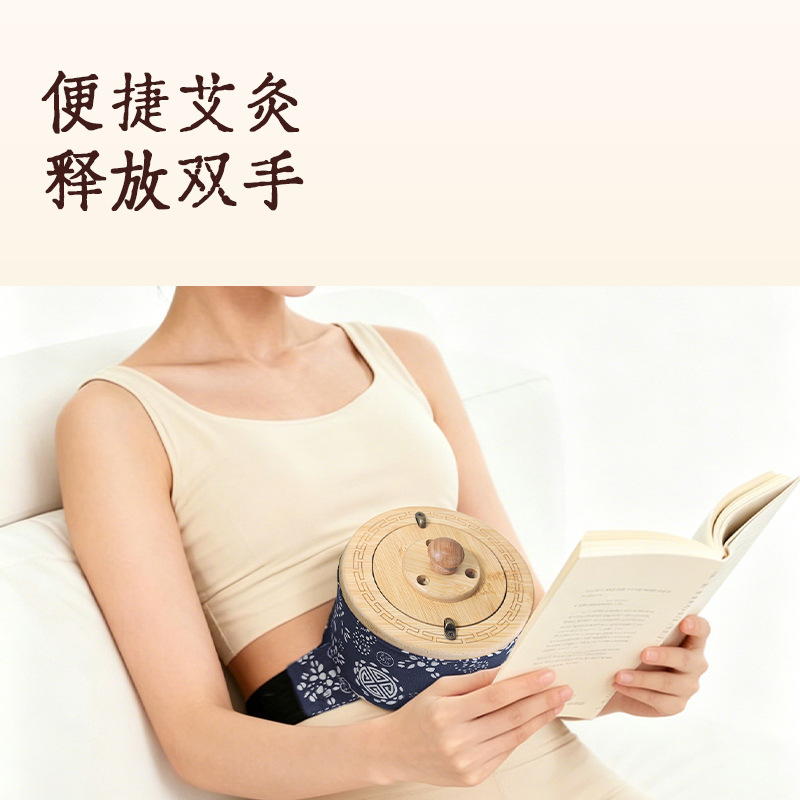 Smokeless Moxibustion Box Wooden Moxa Burner Jar 9cm 15cm with 60 Moxa Sticks for Home Warming Care - Image 2