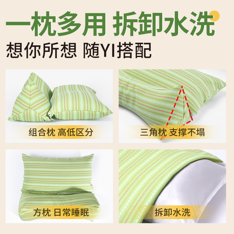 Mugwort Buckwheat Hull Cervical Triangle Pillow Cotton Cover Neck Support Pillow for Home Rest - Image 4