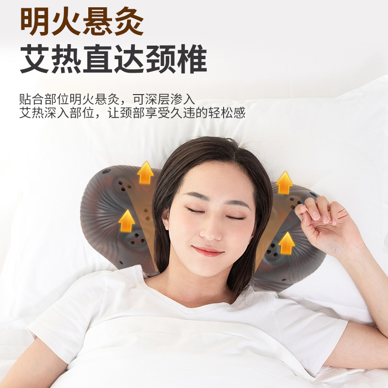 Red Bian Stone Moxibustion Pillow with 54 Moxa Sticks Neck Shoulder Warm Compress Therapy Device - Image 2