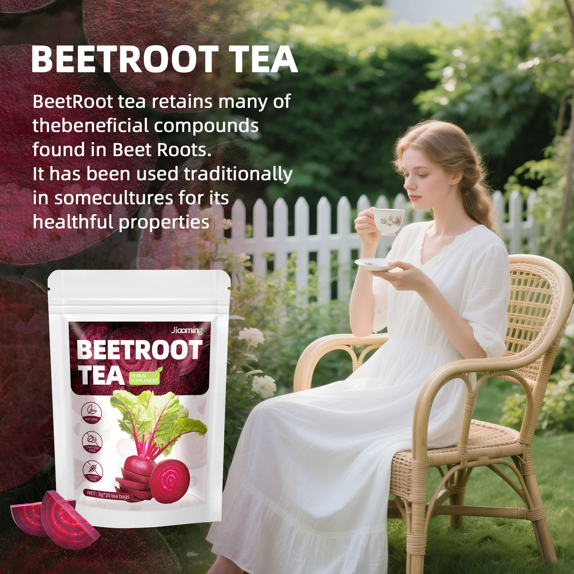 Beetroot Tea Bags Sweet Earthy Herbal Infusion 60g Pyramid Sachets - Image 4