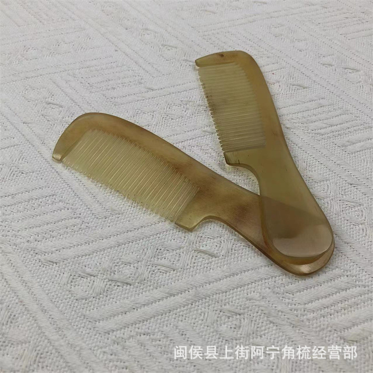 Goat Horn Comb 13cm Medium Handle Comb Natural Yang Jiao Gua Sha Comb for Hair Care and Scalp Massage - Image 4