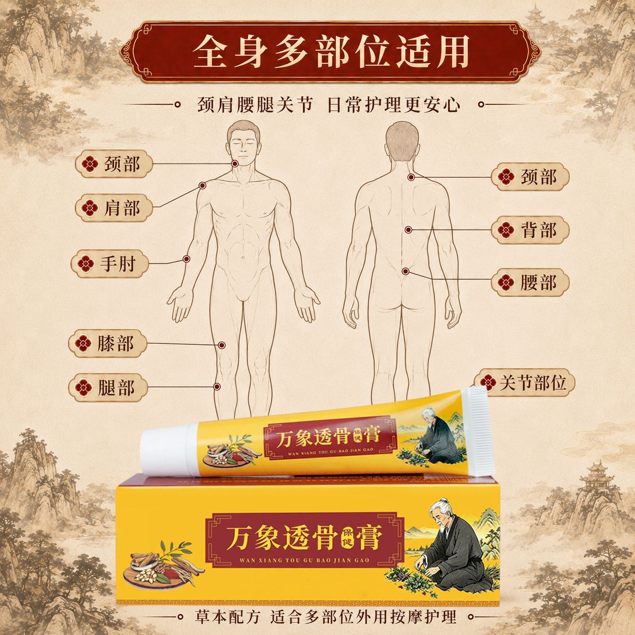 Wanxiang Tougu Gao Herbal Cream External Topical for Neck Shoulder Waist and Legs 20g - Image 4