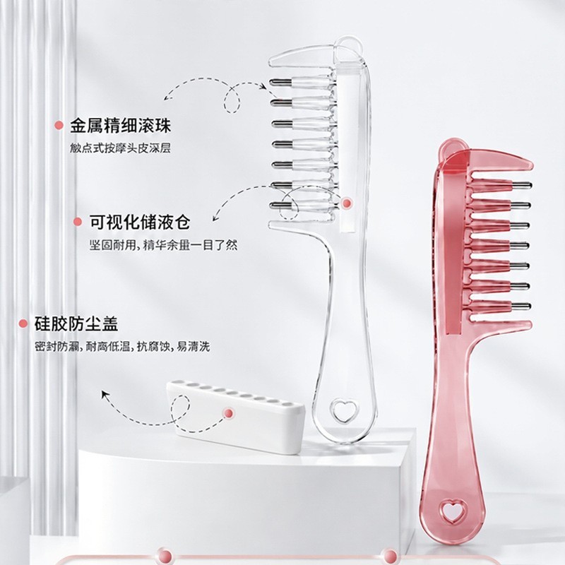 Crystal Scalp Massage Comb Portable Meridian Head Therapy Roller Comb for Essential Oil Care - Image 2