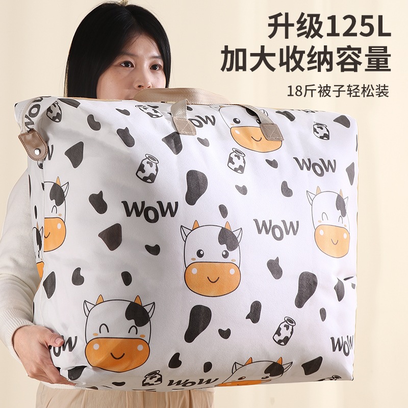 Cow Print Storage Bag 85L Cube Organizer for Clothes Quilts Moving Packing - Image 2