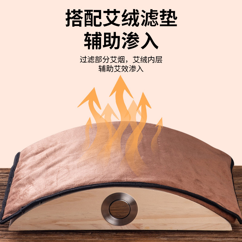 Solid Wood Lumbar Moxibustion Pillow with Moxa Sticks 2.5cm 50 Count for Back Warming Therapy - Image 3