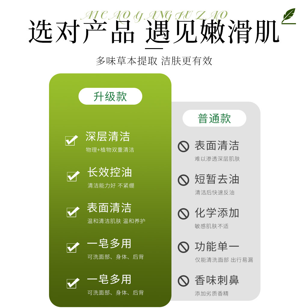 Herbal Jade Skin Soap Yu Ji Zao Mugwort Essential Oil Handmade Cleansing Bar for Face and Body - Image 3