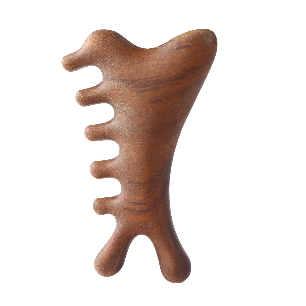 Sandalwood 4-in-1 Meridian Massage Comb Scalp Gua Sha Tool for Head Face and Eye Care 10x6.5cm - Image 5