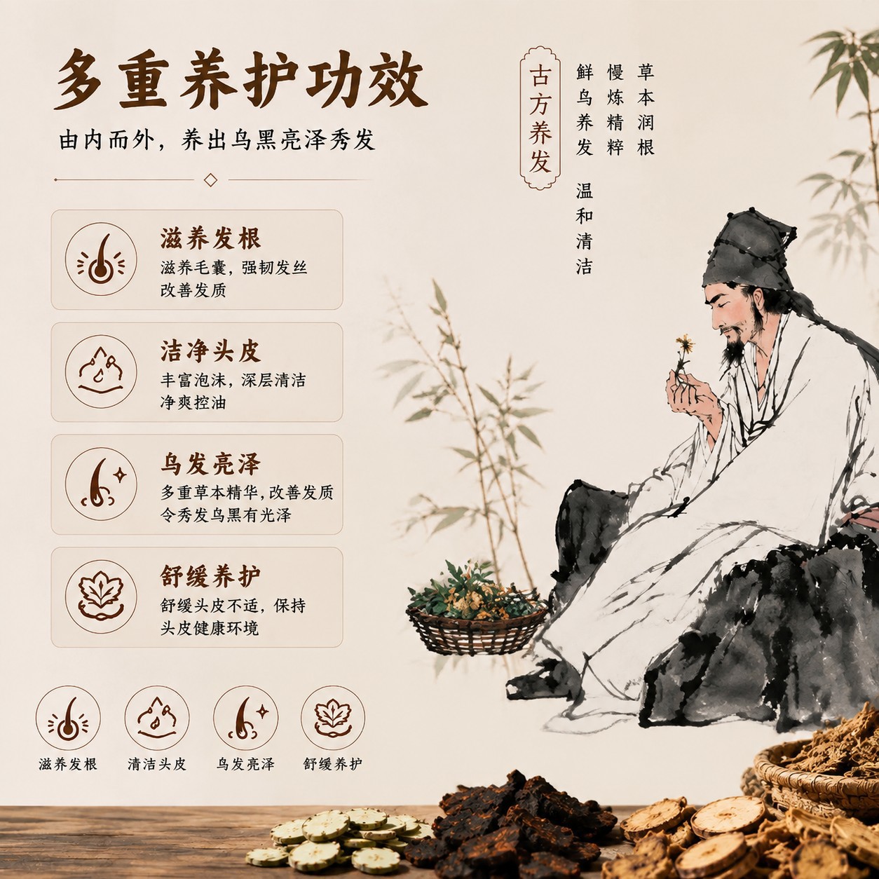 He Shou Wu Shou Wu Herbal Shampoo Bar 80g Handmade Soap with Dendrobium and Cacumen Platycladi for Hair Care - Image 4