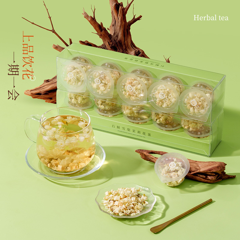 Dendrobium Snow Pear Jasmine Flower Tea 35g Sugar Free Hot Brew Herbal Blend - Image 3