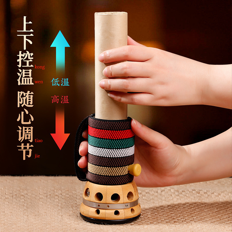 Bian Stone Moxibustion Jar 5cm Handheld Warming Massage Tool with 5 Moxa Sticks for Home Use - Image 3