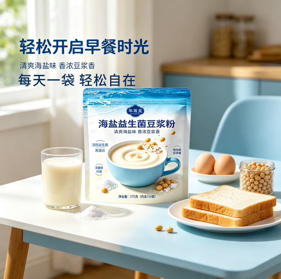 Sea Salt Probiotic Soy Milk Powder 175g Sugar-Free Instant Drink Mix 7 Single-Serve Sachets - Image 4