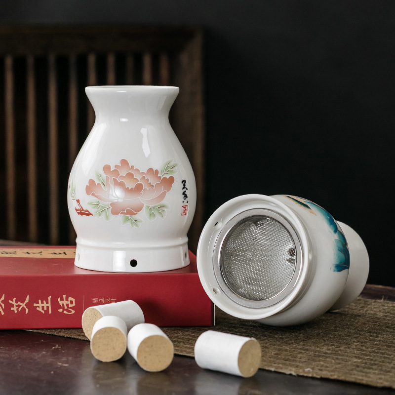 Ceramic Moxibustion Cup Massage Jar Multi-Function Warming Therapy Device for Home Body Care - Image 4