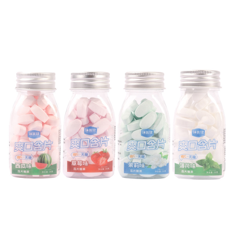 Sugar-Free Mint Lozenges Fruit Flavor Breath Freshening Candy 38g Bottle - Image 5