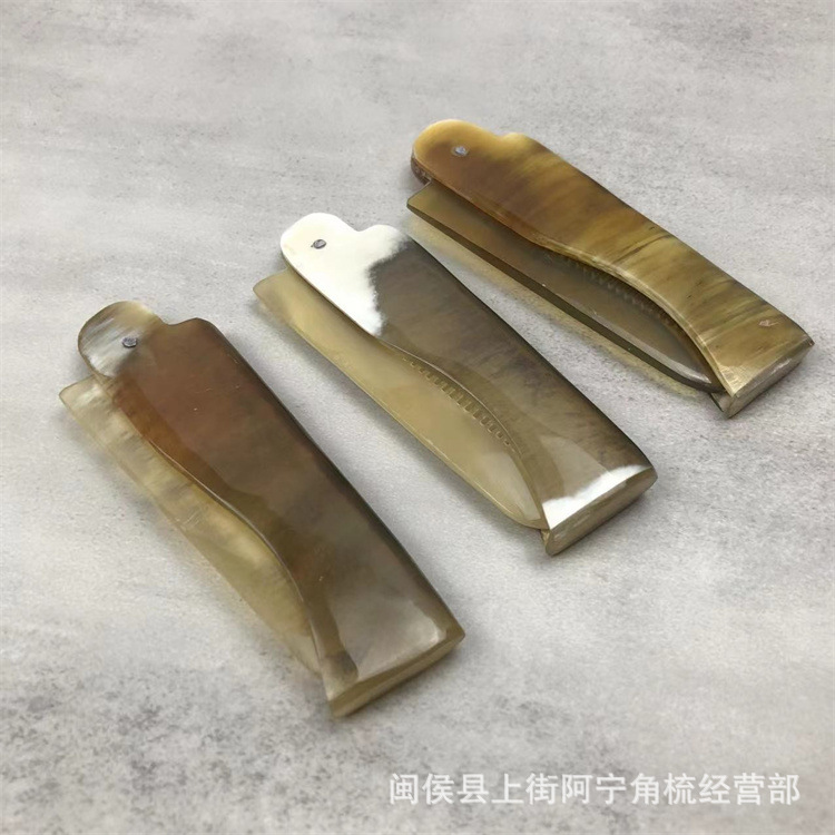 Natural Horn Folding Comb Mini Travel Hair Comb for Women Kids Portable Pocket Size 17cm - Image 3