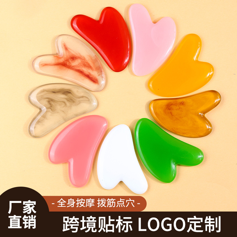 Resin Gua Sha Facial Massage Board Heart Shaped Scraping Tool for Face and Body Care 24g - Image 2