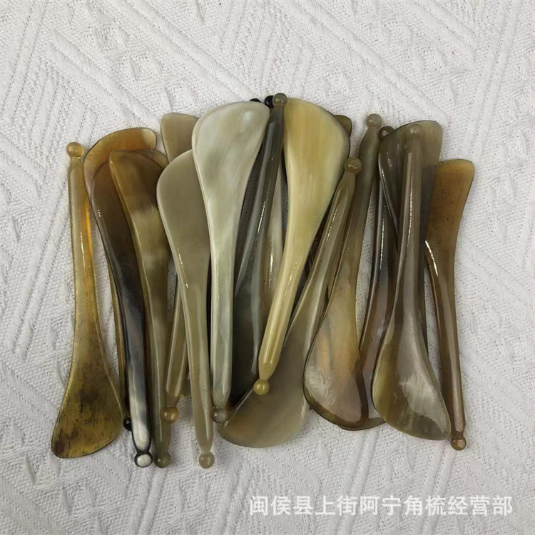 Horn Gua Sha Acupoint Massage Stick 12cm Facial Eye Pointing Tool Buffalo Horn Comb - Image 4