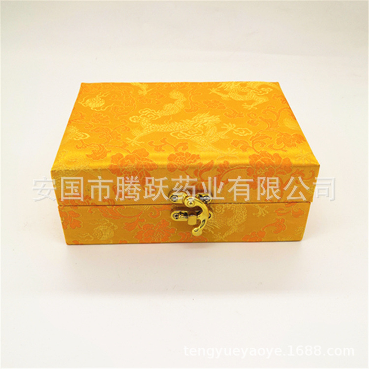 Yellow Brocade Gift Box Hexagonal Empty Pill Box Set of 2 for Herbal Balls and Presents - Image 3