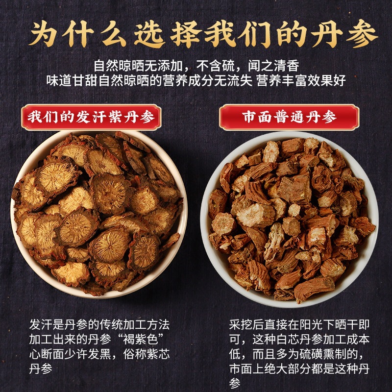 Wild Purple Danshen Slices Dan Shen 500g Dried Salvia Miltiorrhiza Root for Herbal Tea and Decoction - Image 3