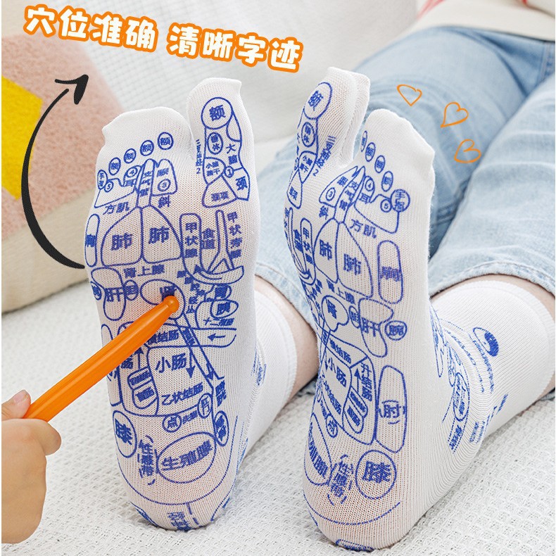 Foot Reflexology Sock Set with Acupoint Chart Massage Rod and Pointing Pen for Foot Care - Image 2