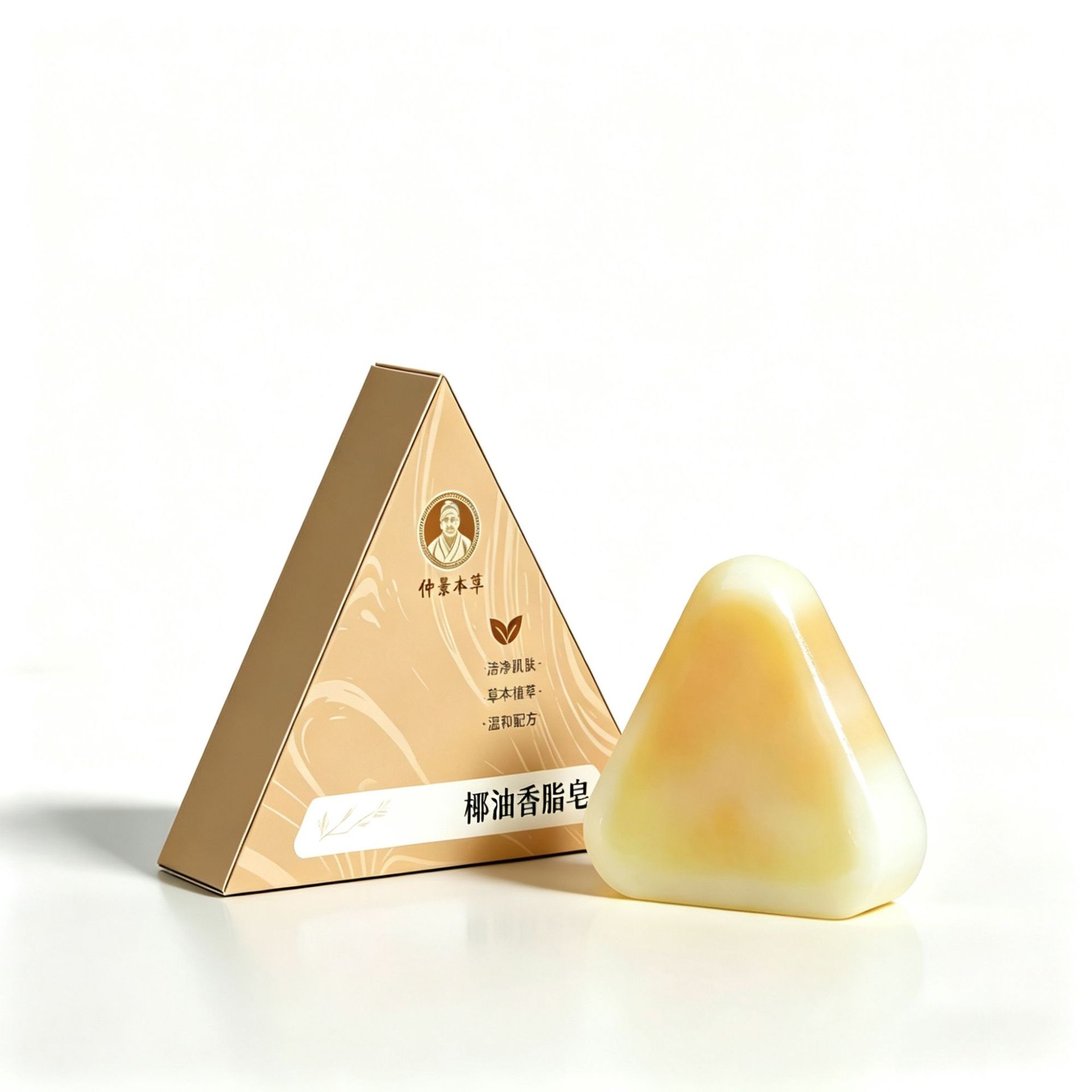 Herbal Coconut Oil Balm Soap Handmade Cleansing Bar with Mugwort Extract and Foaming Net - Image 5