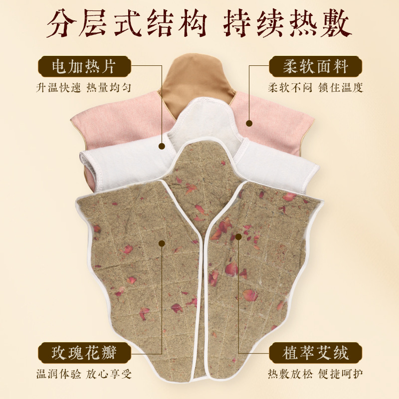 Electric Heated Mugwort Shoulder Neck Back Wrap Vest with Adjustable Timer for Home Warm Therapy - Image 2